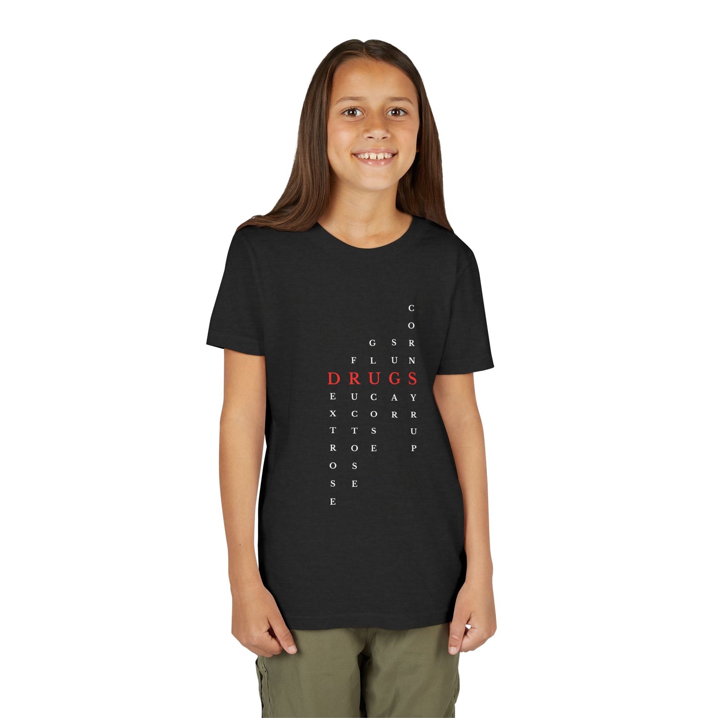 Youth DRUGS (Sugar) Acronym Short Sleeve T-shirt