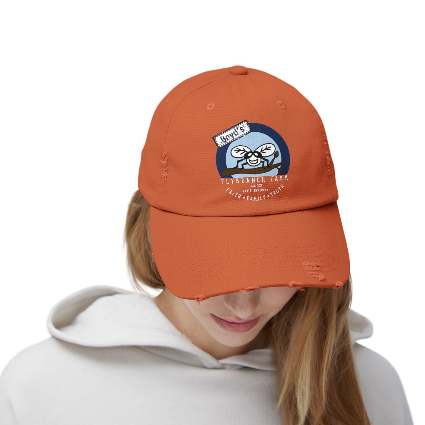 Flybranch Farm Logo Distressed Cap