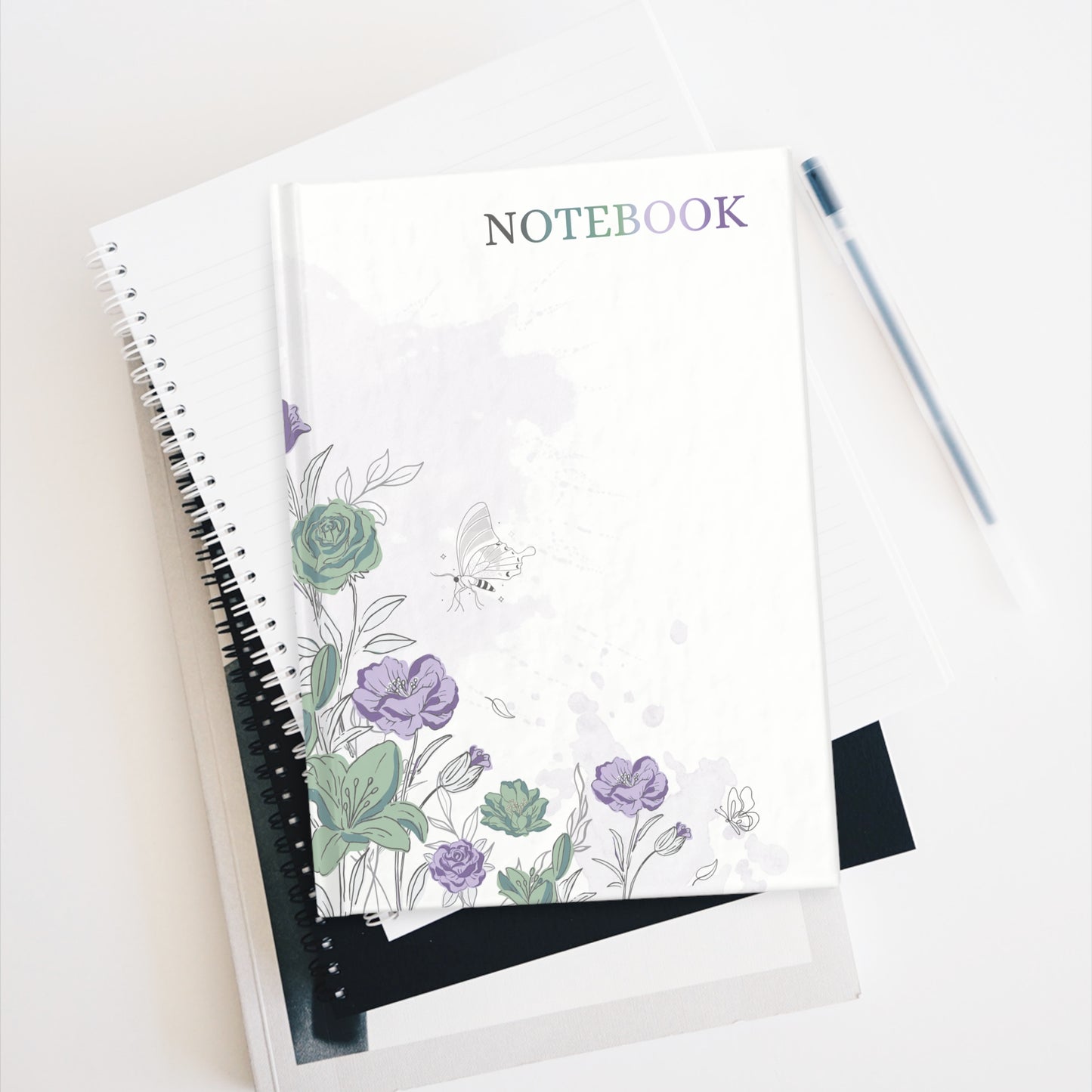 Floral Butterfly Lined Journal