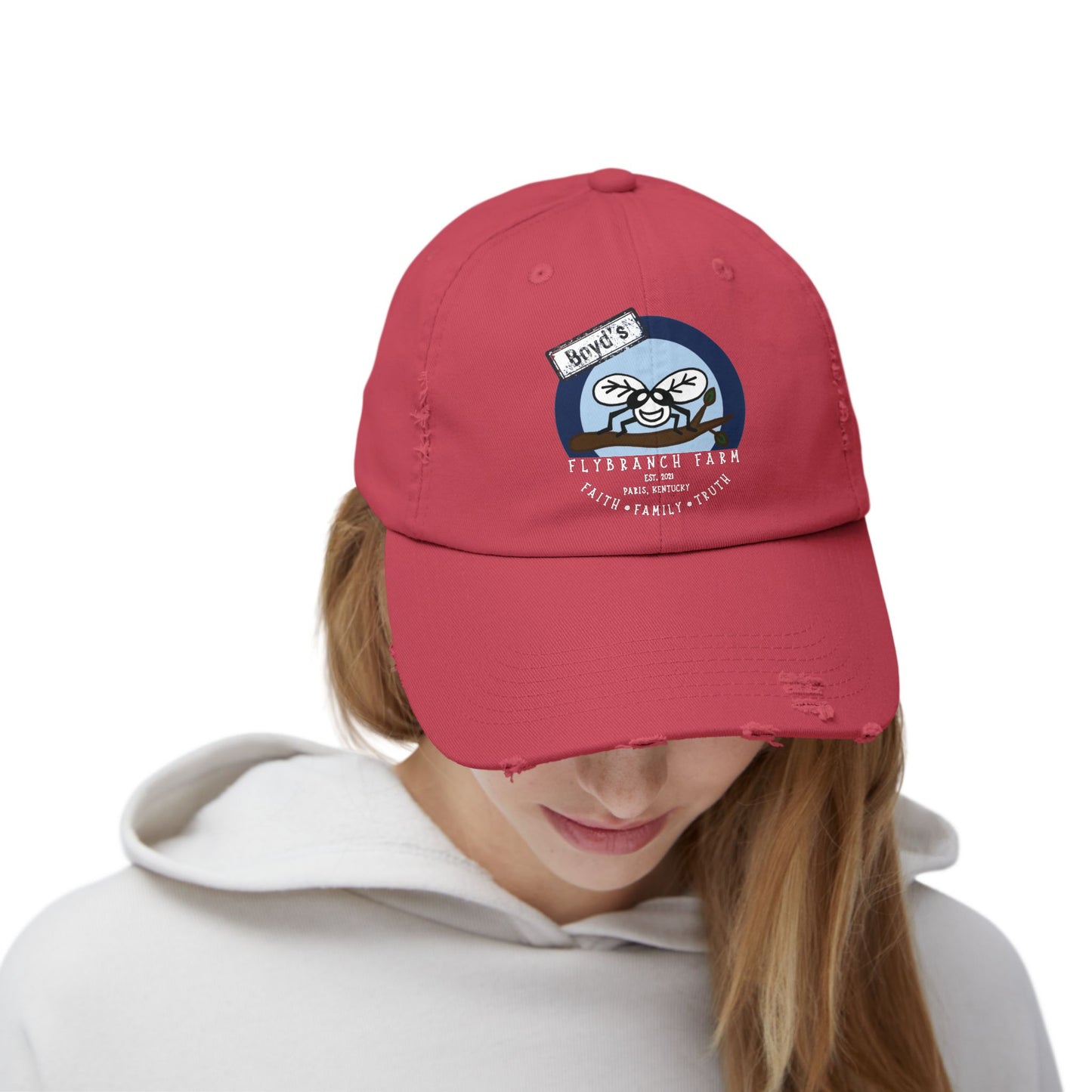 Flybranch Farm Logo Distressed Cap