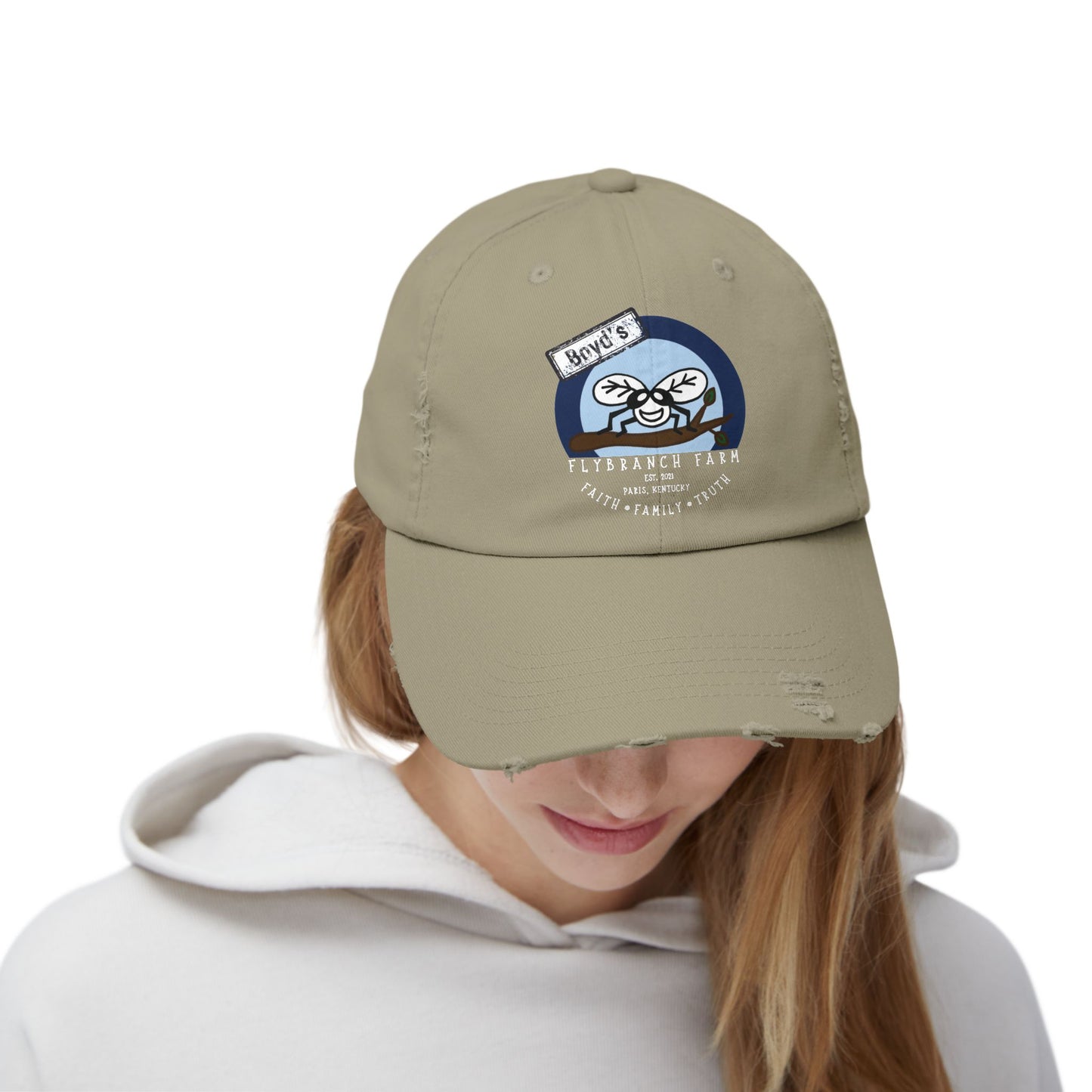Flybranch Farm Logo Distressed Cap