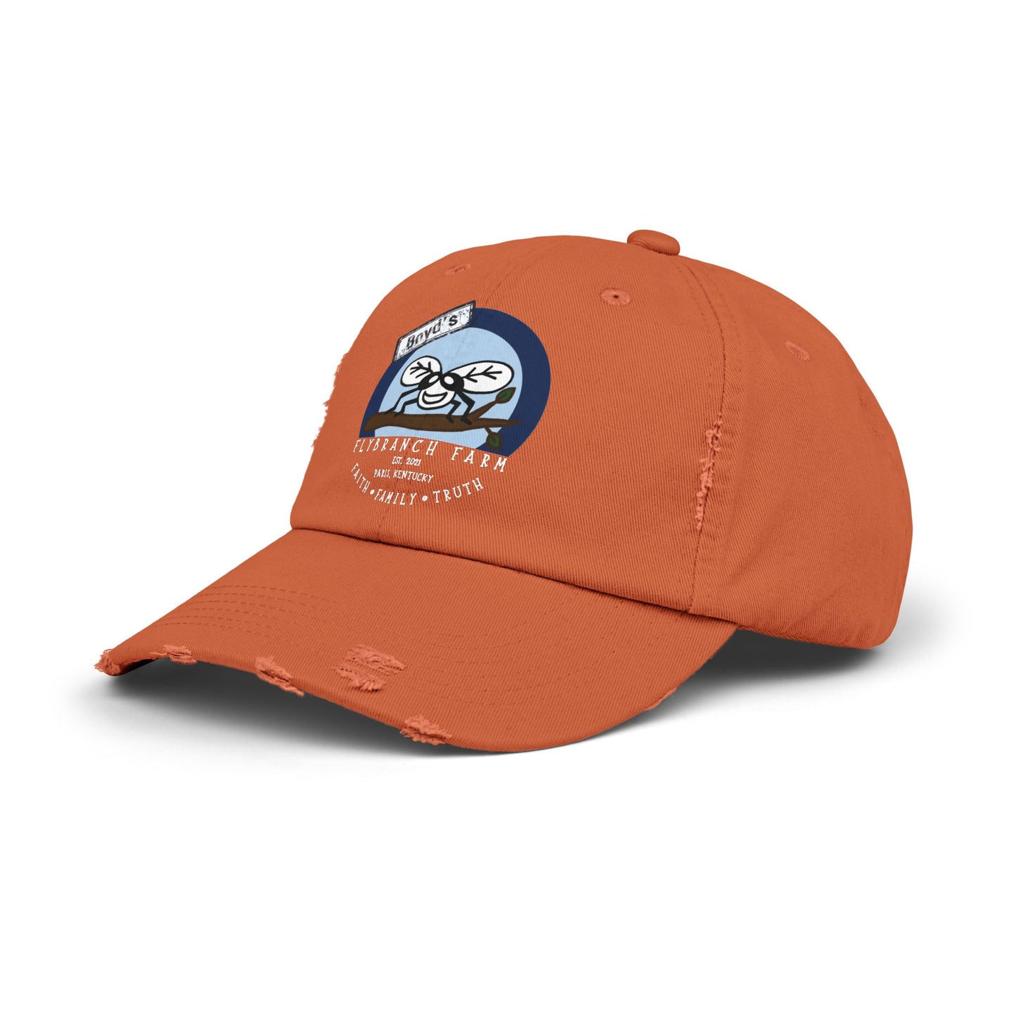 Flybranch Farm Logo Distressed Cap