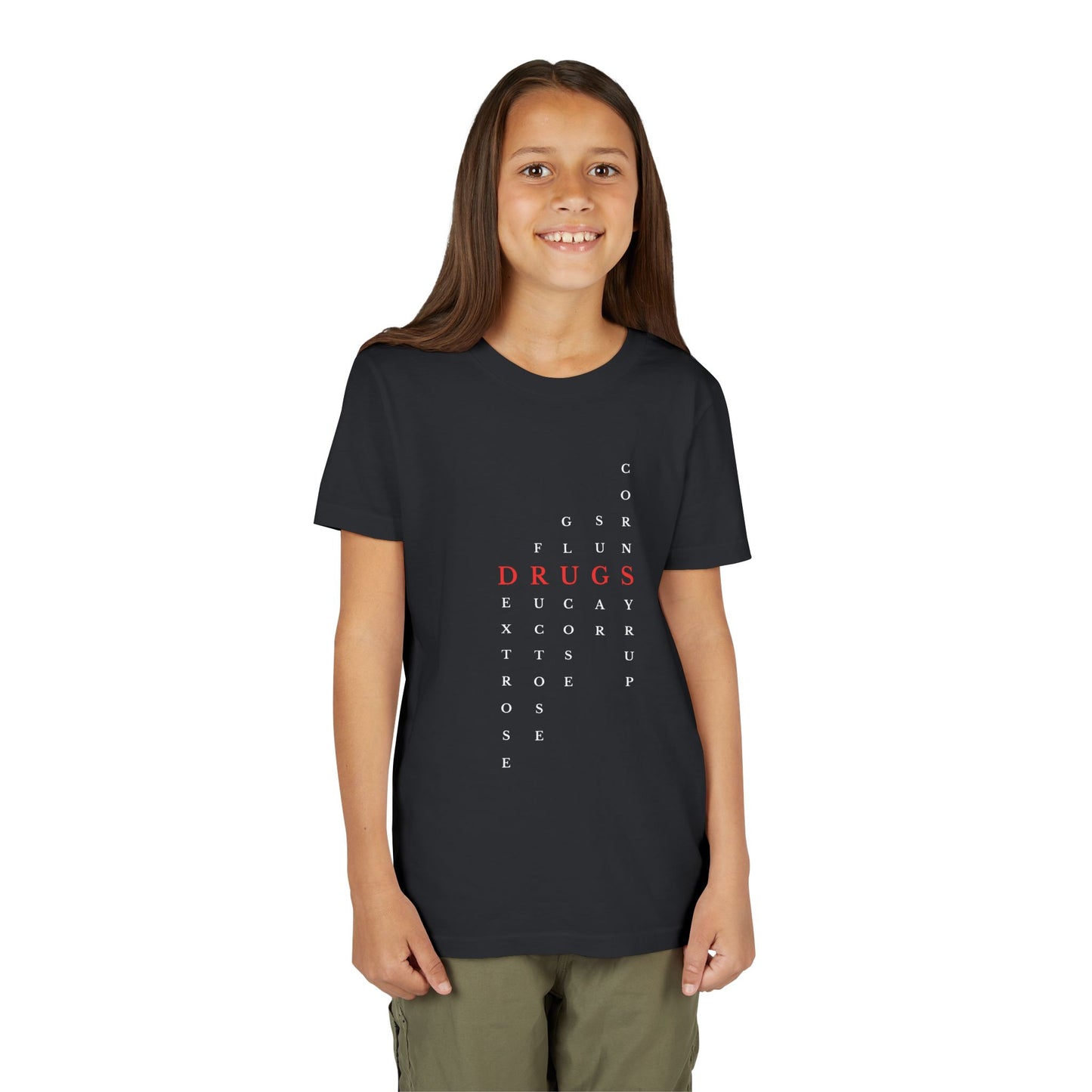 Youth DRUGS (Sugar) Acronym Short Sleeve T-shirt
