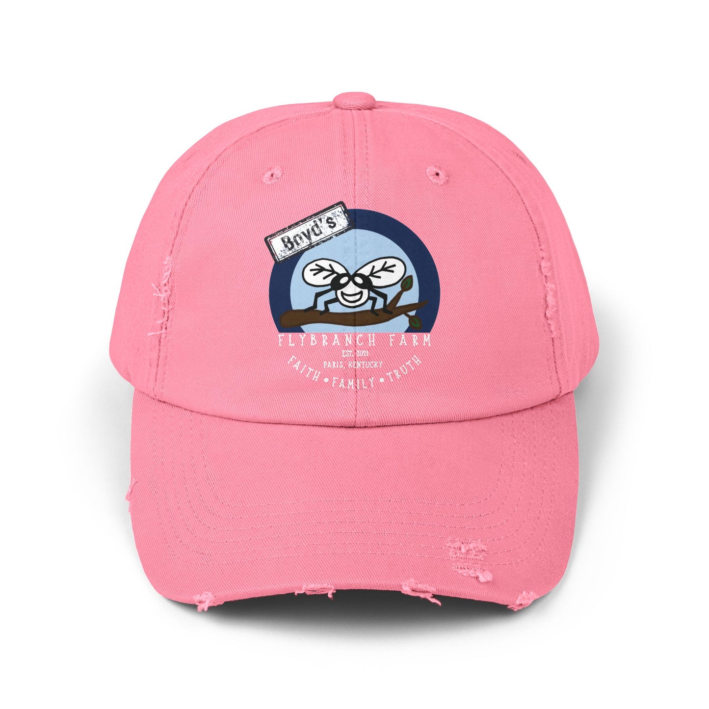 Flybranch Farm Logo Distressed Cap
