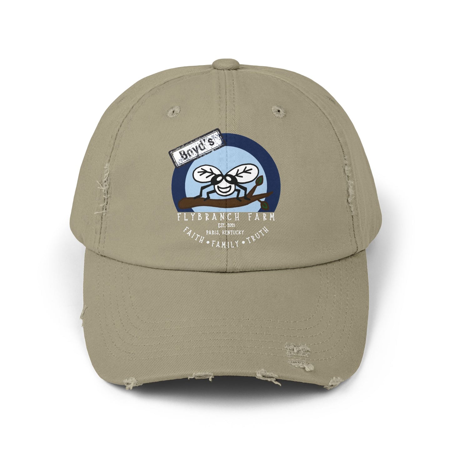 Flybranch Farm Logo Distressed Cap