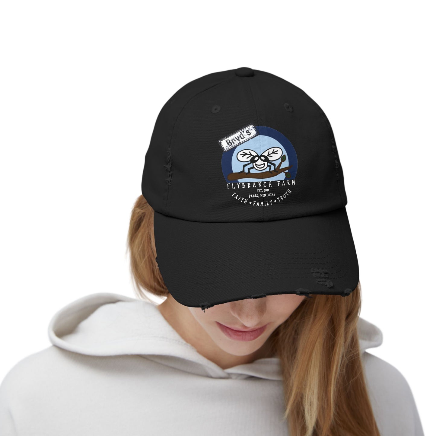 Flybranch Farm Logo Distressed Cap