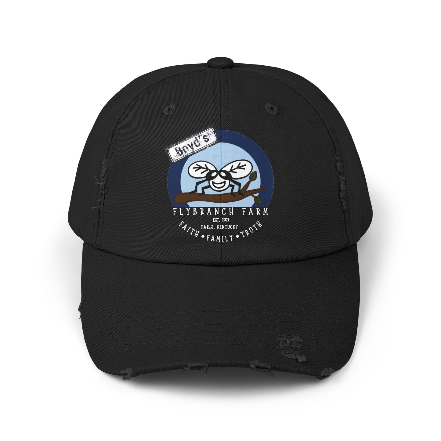 Flybranch Farm Logo Distressed Cap