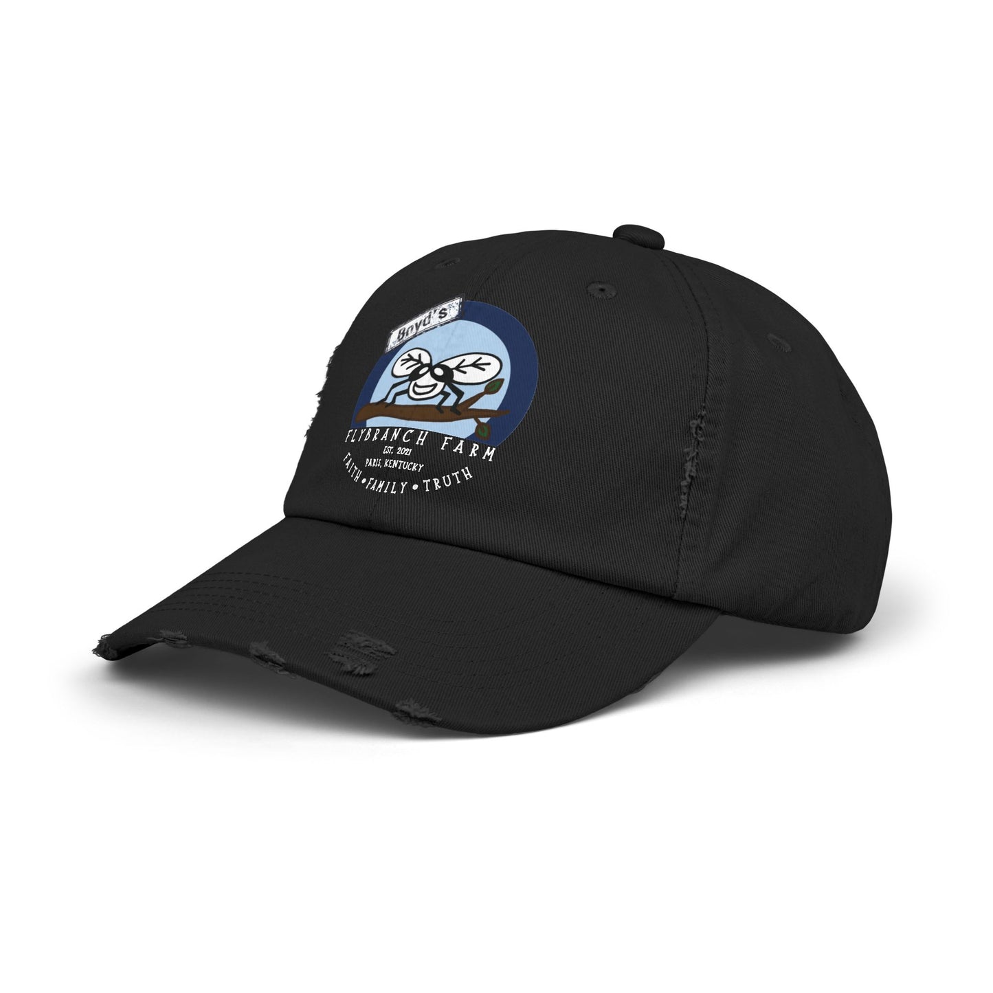 Flybranch Farm Logo Distressed Cap