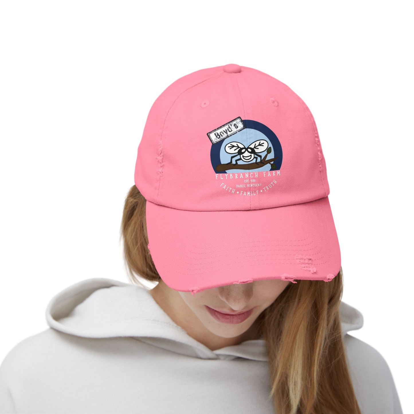 Flybranch Farm Logo Distressed Cap