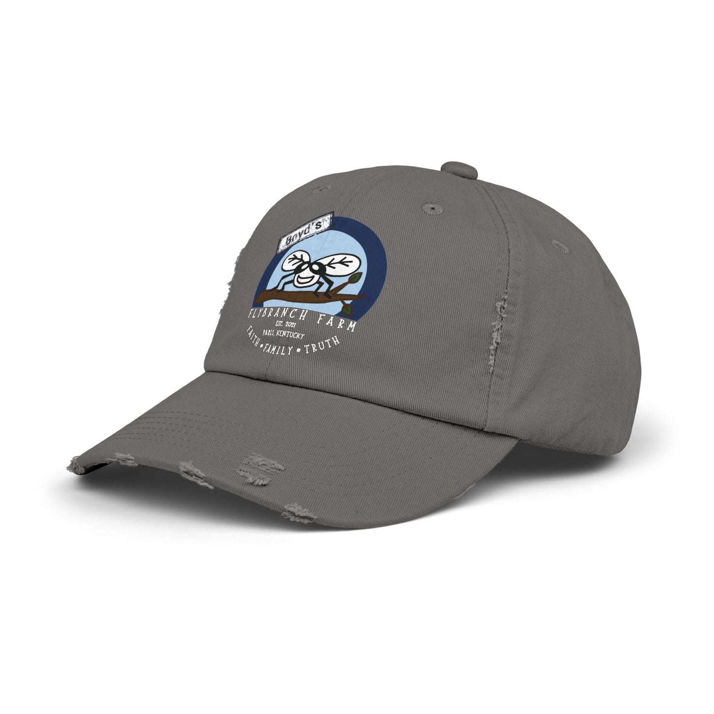 Flybranch Farm Logo Distressed Cap