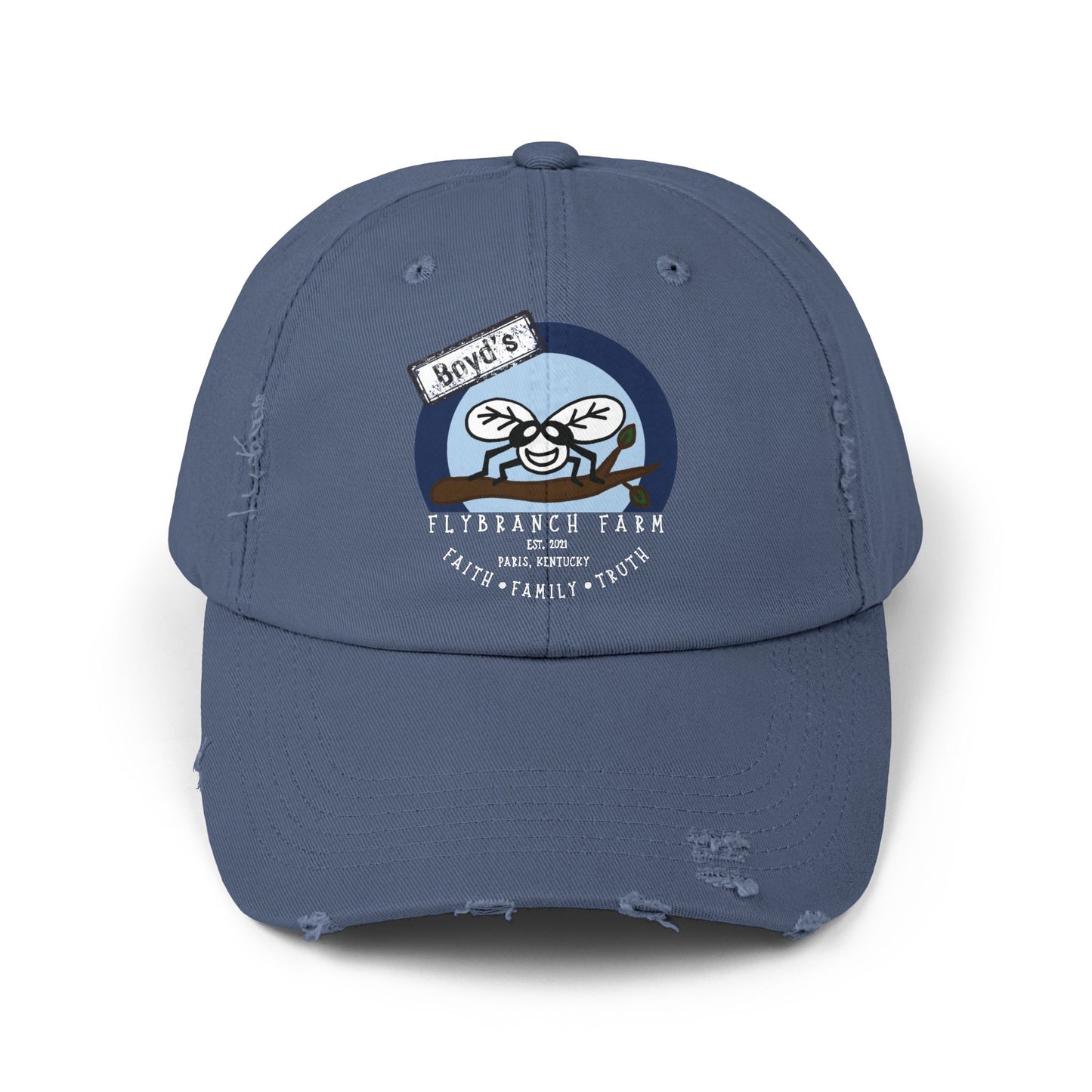 Flybranch Farm Logo Distressed Cap