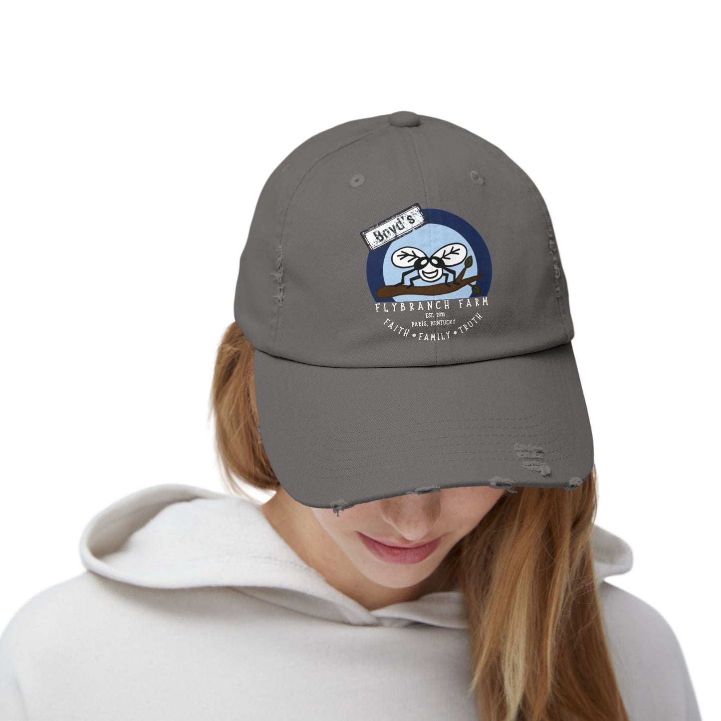Flybranch Farm Logo Distressed Cap