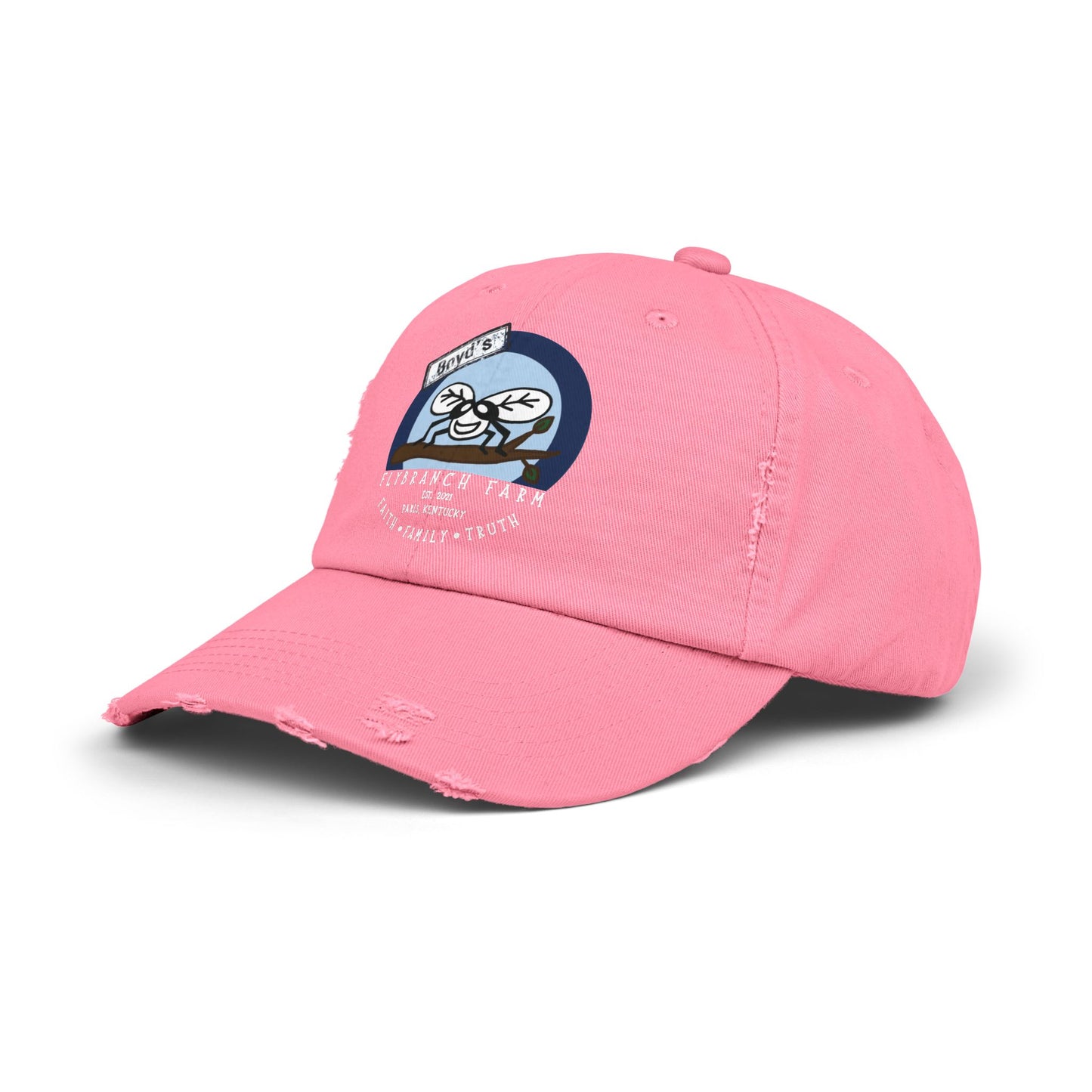 Flybranch Farm Logo Distressed Cap