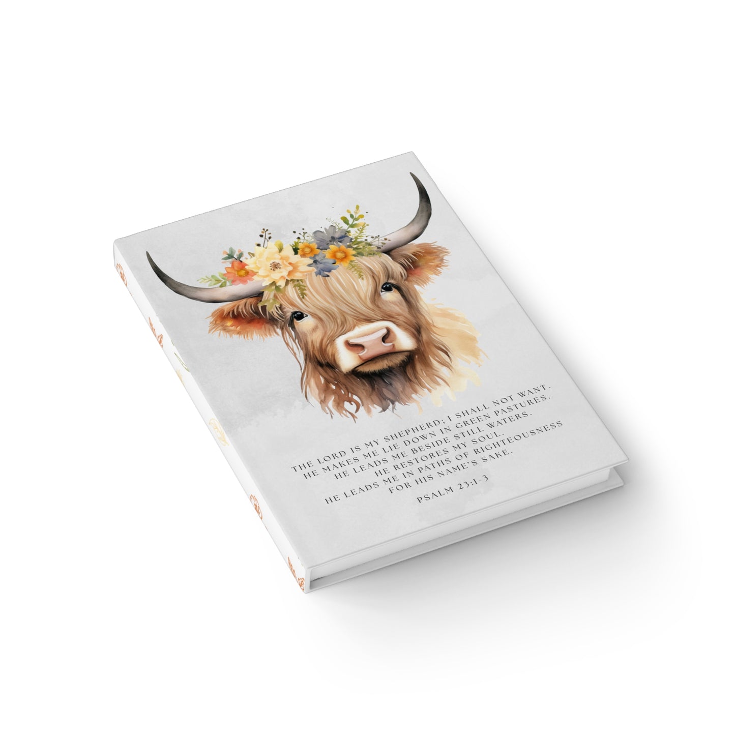 Floral Highland Cow Psalm 23 Lined Journal