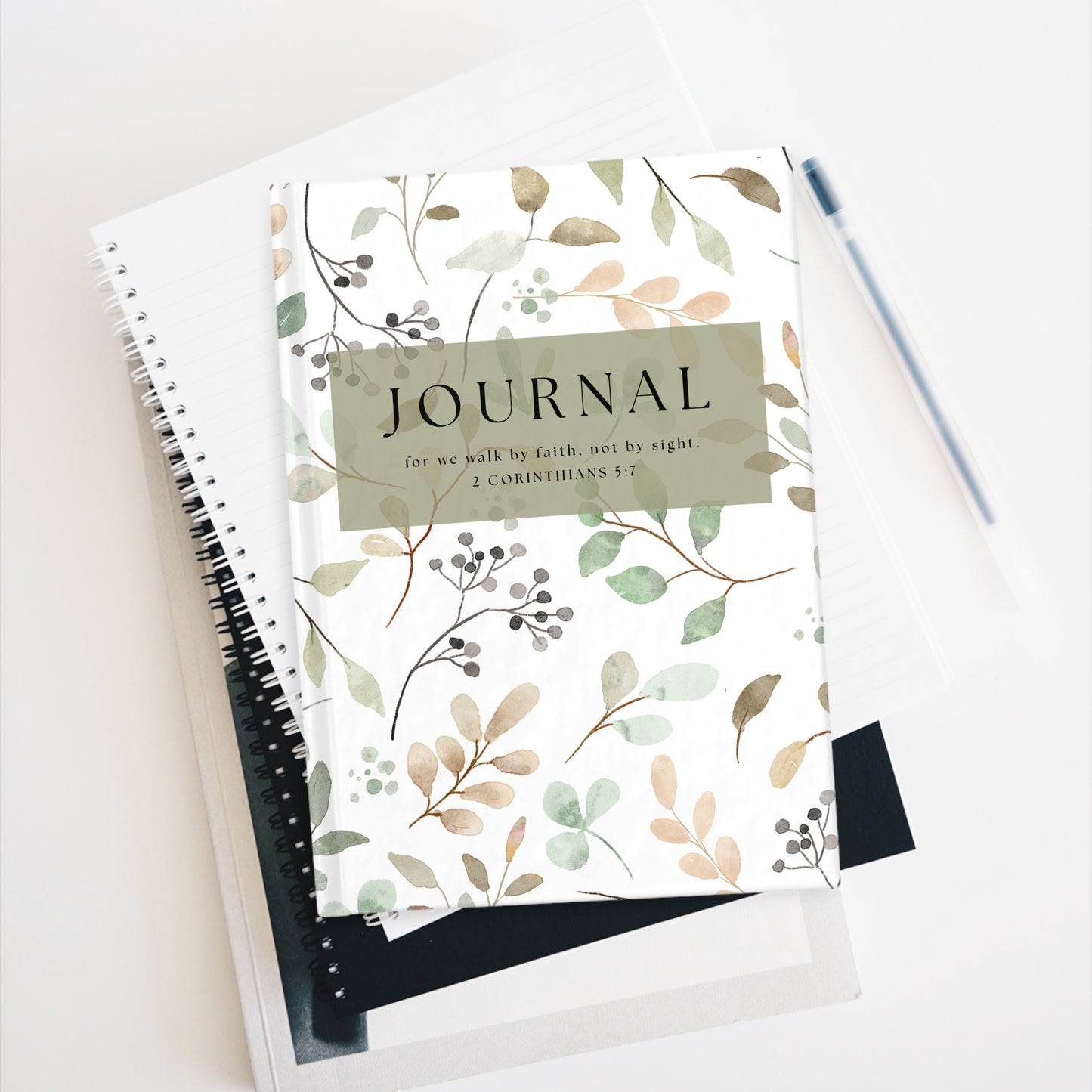 Floral Faith Lined Journal — "for we walk by faith, not by sight"