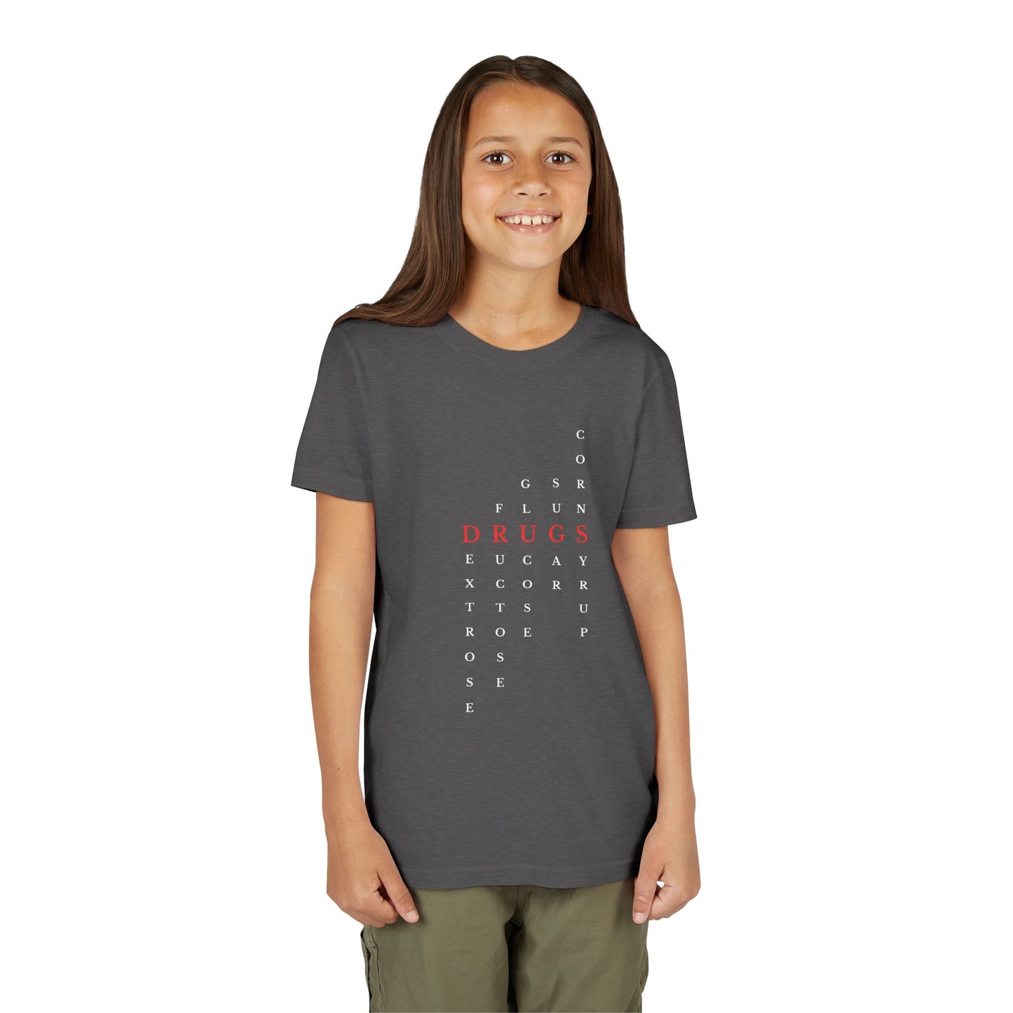 Youth DRUGS (Sugar) Acronym Short Sleeve T-shirt