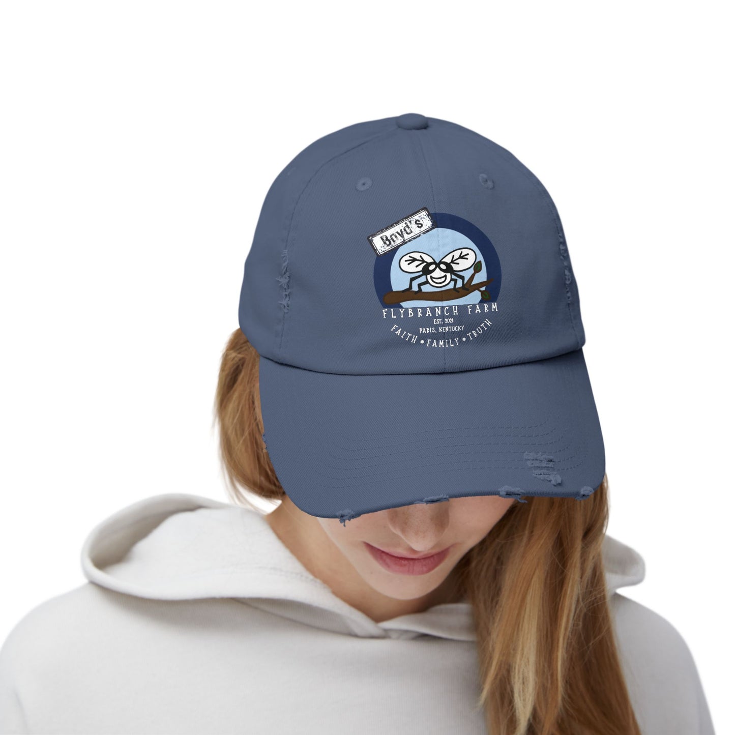 Flybranch Farm Logo Distressed Cap